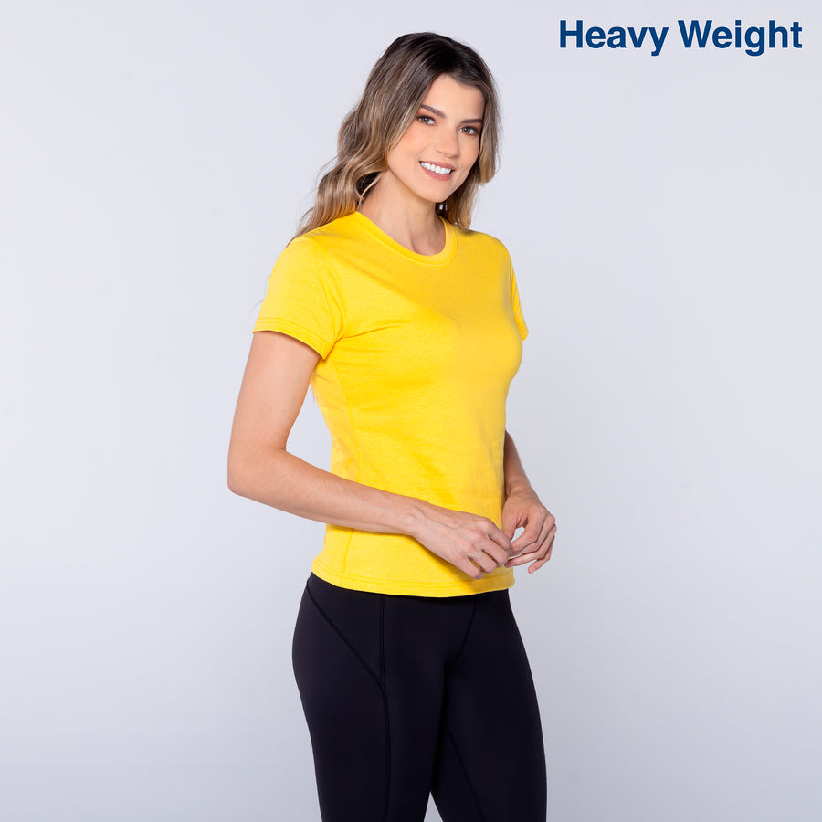 Women’s Heavy Weight Crew Neck Short Sleeve Silhouette T-Shirt (Bright Yellow)