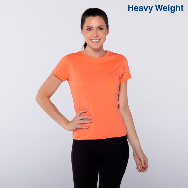 Women’s Heavy Weight Crew Neck Short Sleeve Silhouette T-Shirt (Coral)