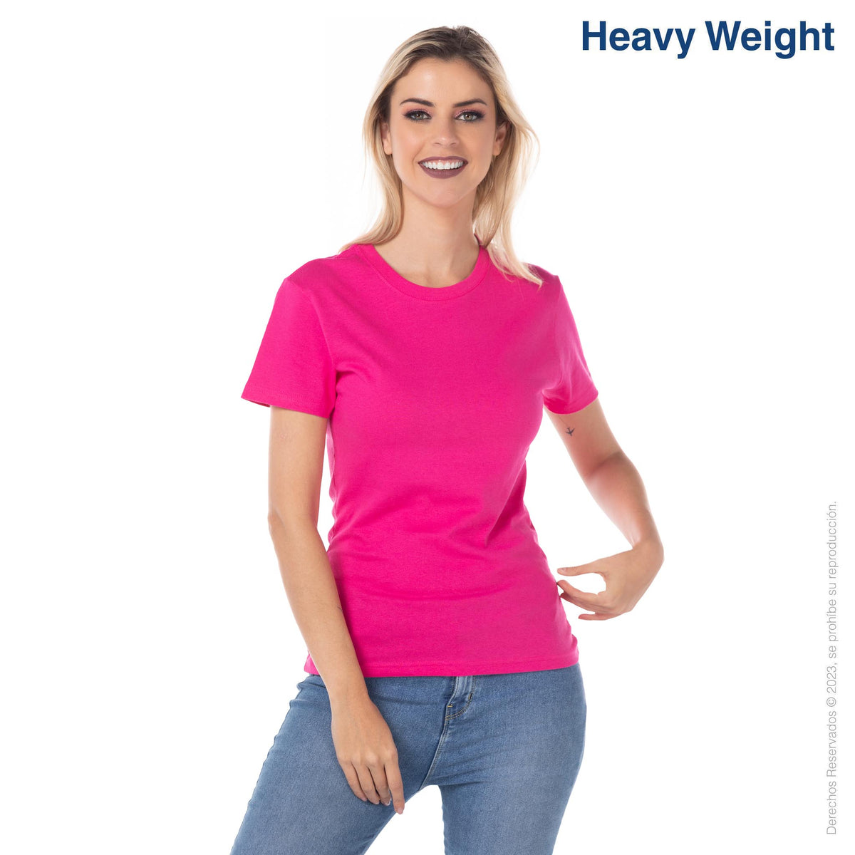 Women's Heavy Weight Crew Neck Short Sleeve Silhouette T-Shirt 