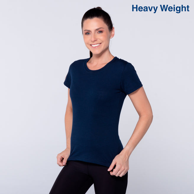 Women’s Heavy Weight Crew Neck Short Sleeve Silhouette T-Shirt (Navy)