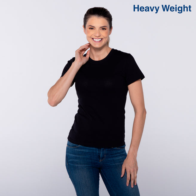Women’s Heavy Weight Crew Neck Short Sleeve Silhouette T-Shirt (Black)