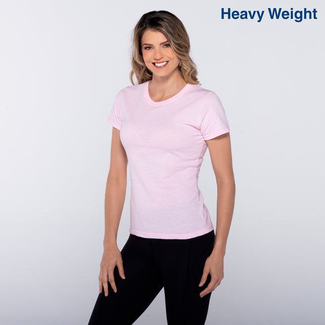 Women’s Heavy Weight Crew Neck Short Sleeve Silhouette T-Shirt (Light Pink)