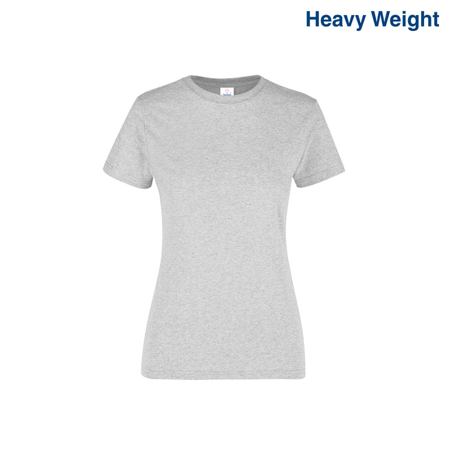 Women’s Heavy Weight Crew Neck Short Sleeve Silhouette T-Shirt (Heather Grey)