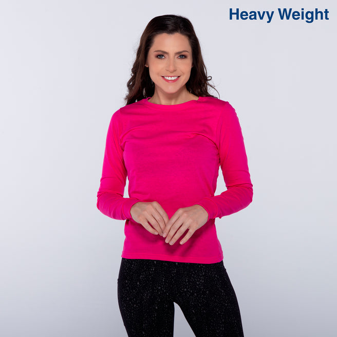 Women’s Crew Neck Long Sleeve Silhouette T-Shirt (Fuchsia)