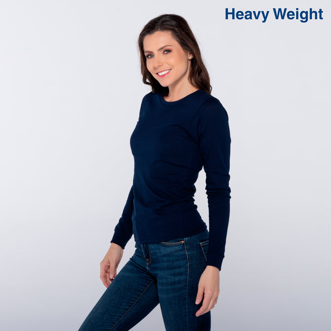Women’s Crew Neck Long Sleeve Silhouette T-Shirt (Navy)