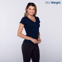 Women’s V-Neck Short Sleeve Silhouette T-Shirt (Navy)