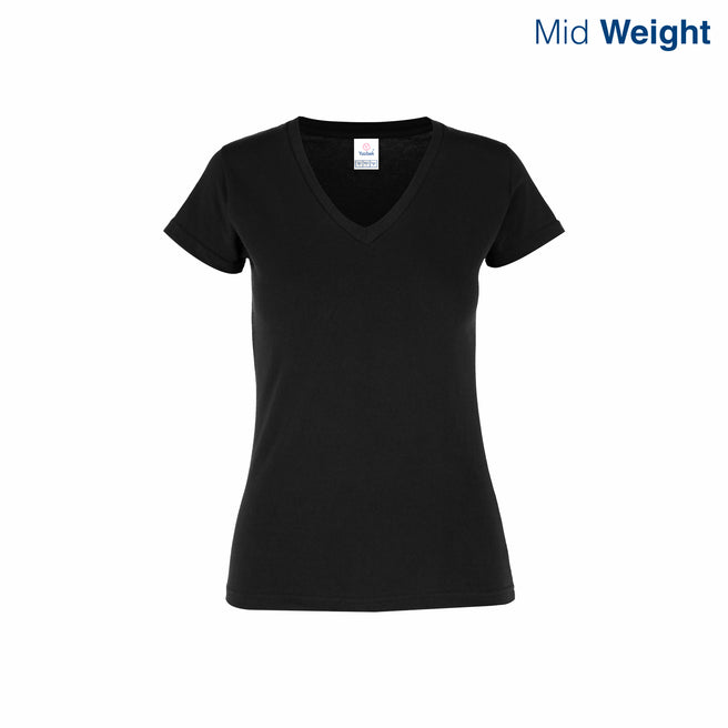 Women’s V-Neck Short Sleeve Silhouette T-Shirt (Black)