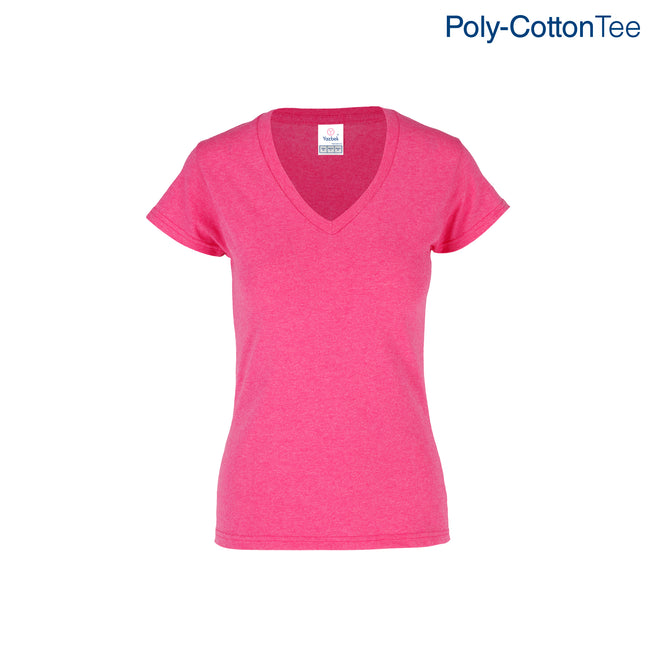 Women’s V-Neck Short Sleeve Silhouette T-Shirt (Heather Fuchsia)