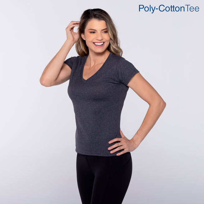 Women’s V-Neck Short Sleeve Silhouette T-Shirt (Heather Black)
