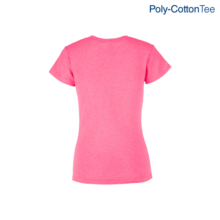Women’s V-Neck Short Sleeve Silhouette T-Shirt (Neon Pink)