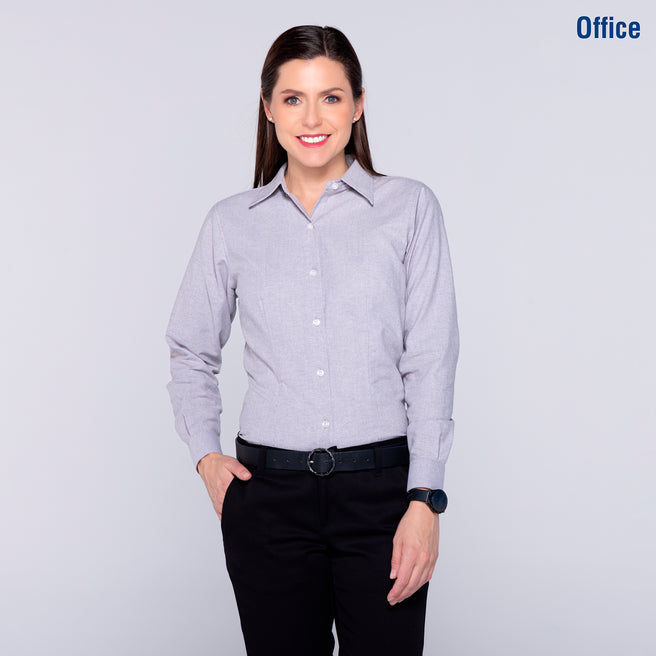 Women’s Long Sleeve Silhouette Oxford Shirt (Grey)