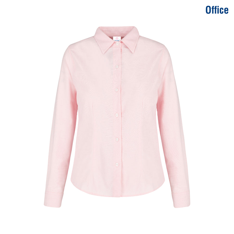 Women’s Long Sleeve Silhouette Oxford Shirt (Light Pink)