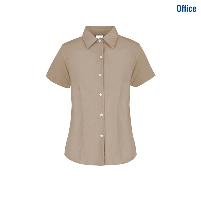 Women’s Short Sleeve Silhouette Twill Shirt (Beige)