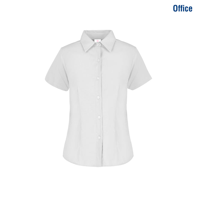Women’s Short Sleeve Silhouette Twill Shirt (White)