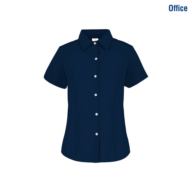 Women’s Short Sleeve Silhouette Twill Shirt (Navy)