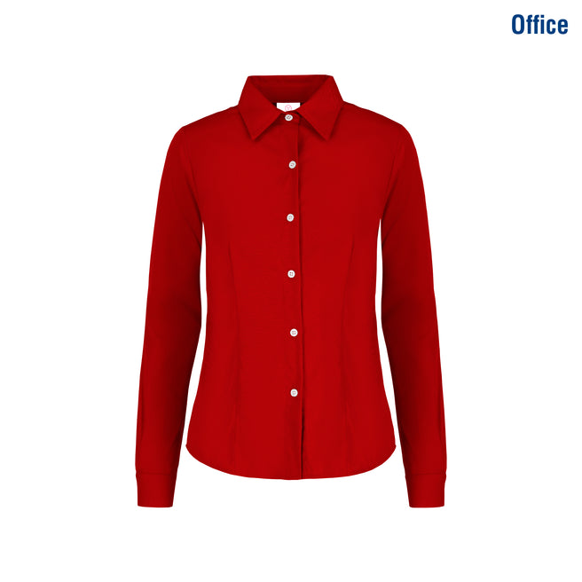 Women’s Long Sleeve Silhouette Twill Shirt (Red)