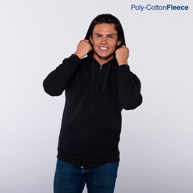 Youth’s Unisex Full Zip Hooded Sweatshirt With Kangaroo Pocket (Black)