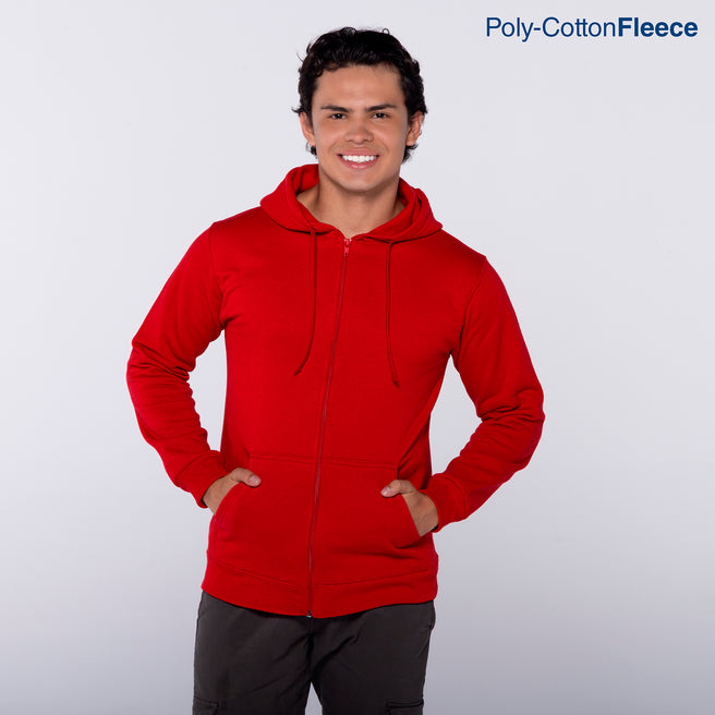 Youth’s Unisex Full Zip Hooded Sweatshirt With Kangaroo Pocket (Red)