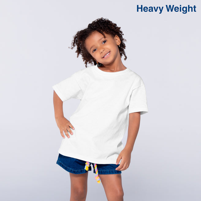 Kid’s Unisex Heavy Weight Crew Neck Short Sleeve T-Shirt (White)
