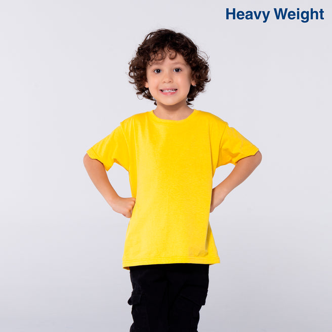 Kid’s Unisex Heavy Weight Crew Neck Short Sleeve T-Shirt (Bright Yellow)