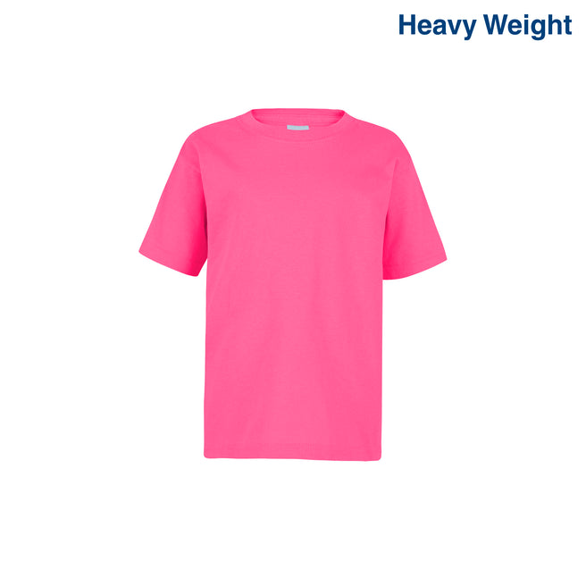 Kid’s Unisex Heavy Weight Crew Neck Short Sleeve T-Shirt (Fuchsia)