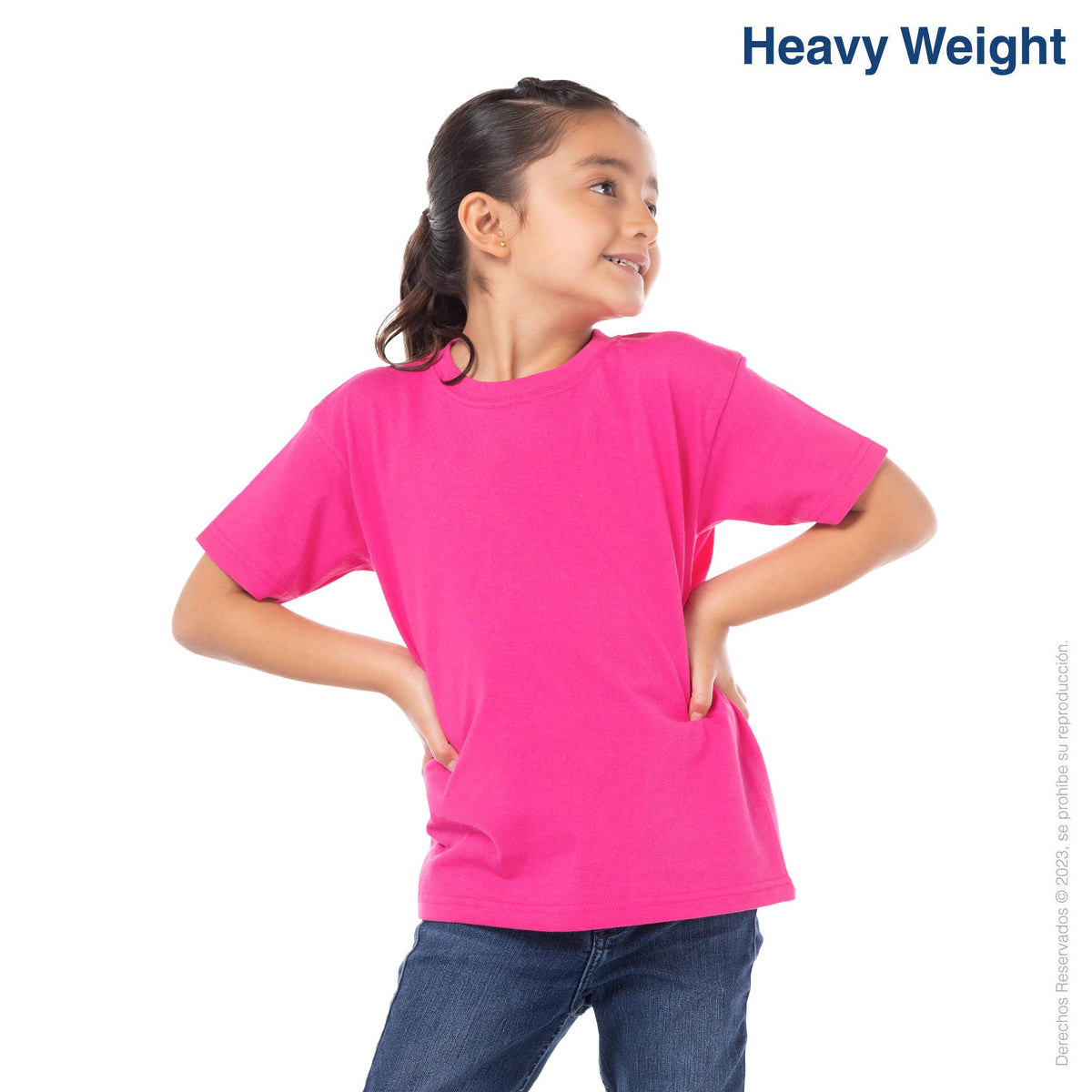 Kid’s unisex Heavy Weight Crew Neck Short Sleeve T-Shirt (Fuchsia) L / Texas