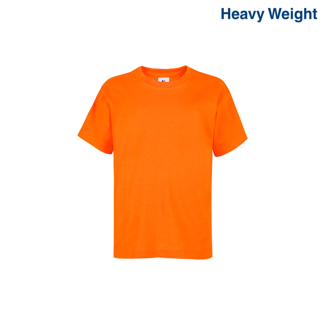 Kid’s Unisex Heavy Weight Crew Neck Short Sleeve T-Shirt (Orange)