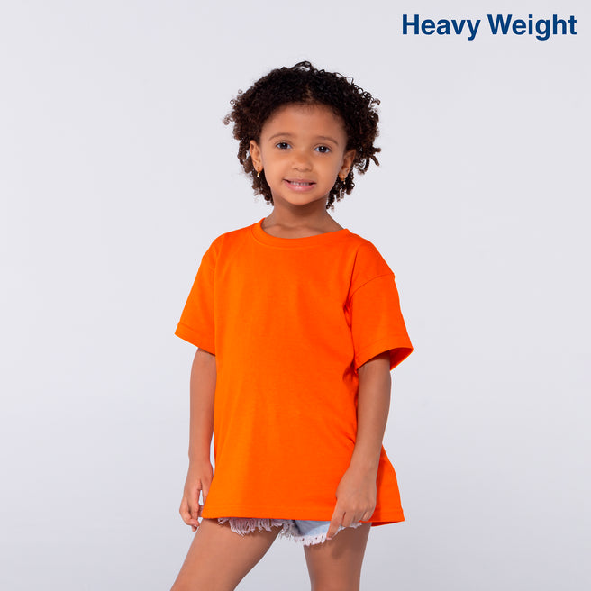 Kid’s Unisex Heavy Weight Crew Neck Short Sleeve T-Shirt (Orange)