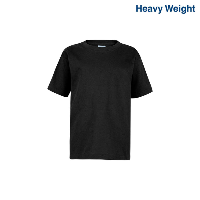 Kid’s Unisex Heavy Weight Crew Neck Short Sleeve T-Shirt (Black)