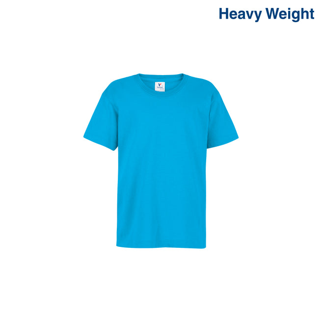 Kid’s Unisex Heavy Weight Crew Neck Short Sleeve T-Shirt (Turquoise)