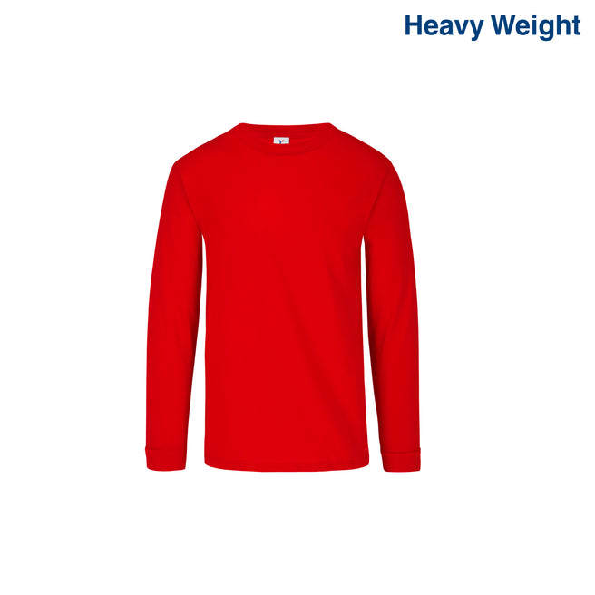 Kid’s Heavy Weight Crew Neck Long Sleeve T Shirt (Red)
