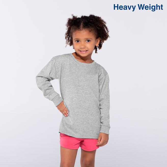 Kid’s Heavy Weight Crew Neck Long Sleeve T Shirt (H.Grey)