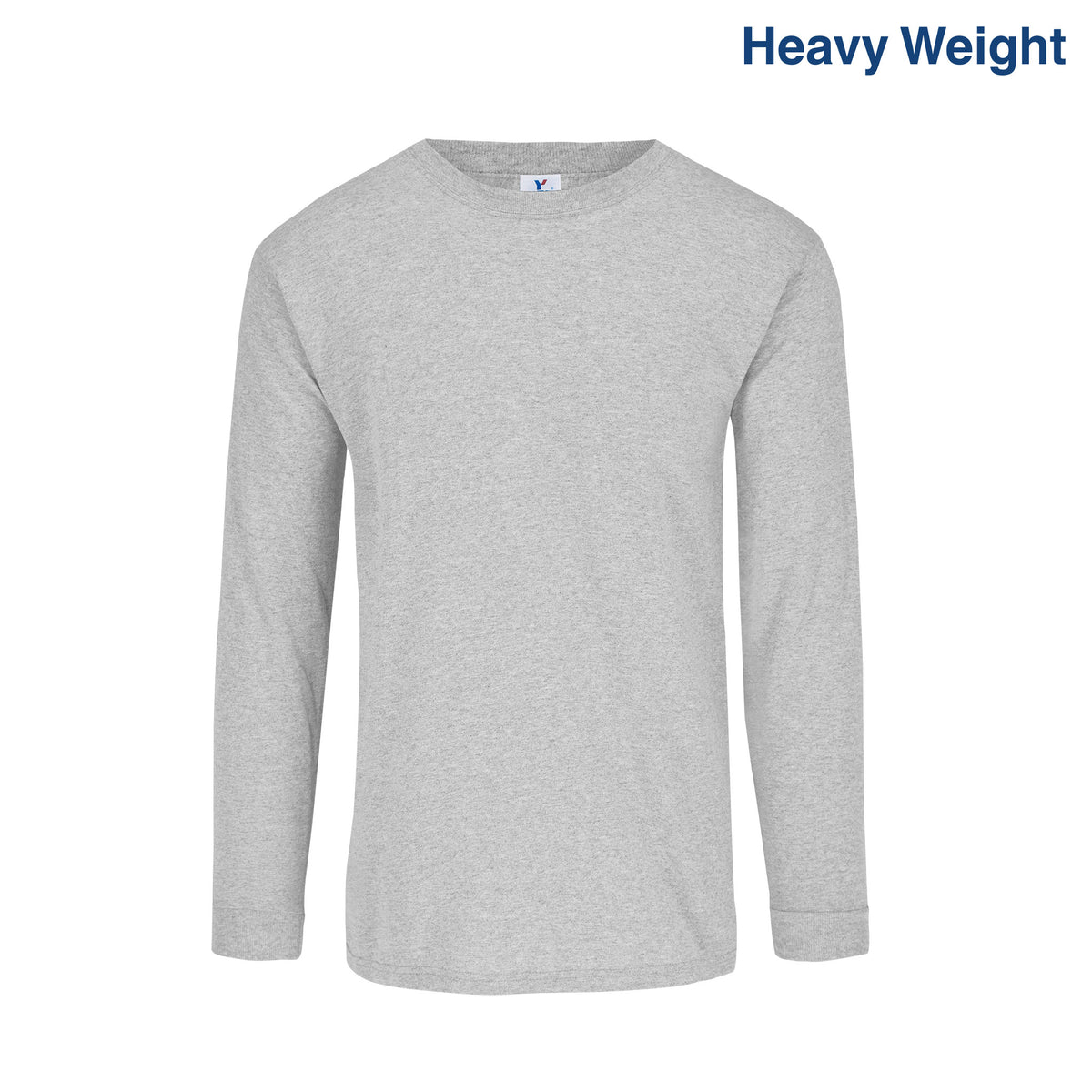 Men’s Heavy Weight Crew Neck Long Sleeve T Shirt (Heather Grey)