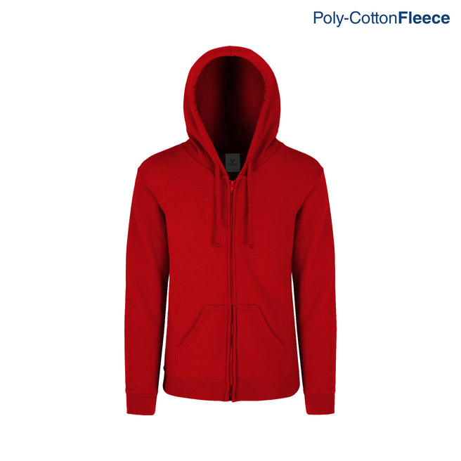 Youth’s Unisex Full Zip Hooded Sweatshirt With Kangaroo Pocket (Red)
