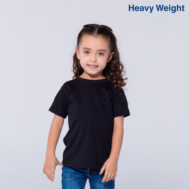 Toddler’s Unisex Heavy Weight Crew Neck Short Sleeve T-Shirt (Black)