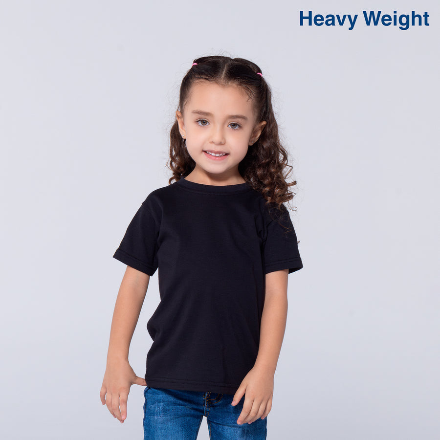 Toddler’s Unisex Heavy Weight Crew Neck Short Sleeve T-Shirt (Black)