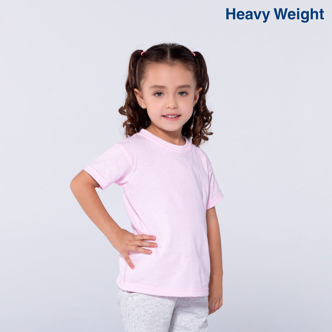 Toddler’s Unisex Heavy Weight Crew Neck Short Sleeve T-Shirt (Light Pink)