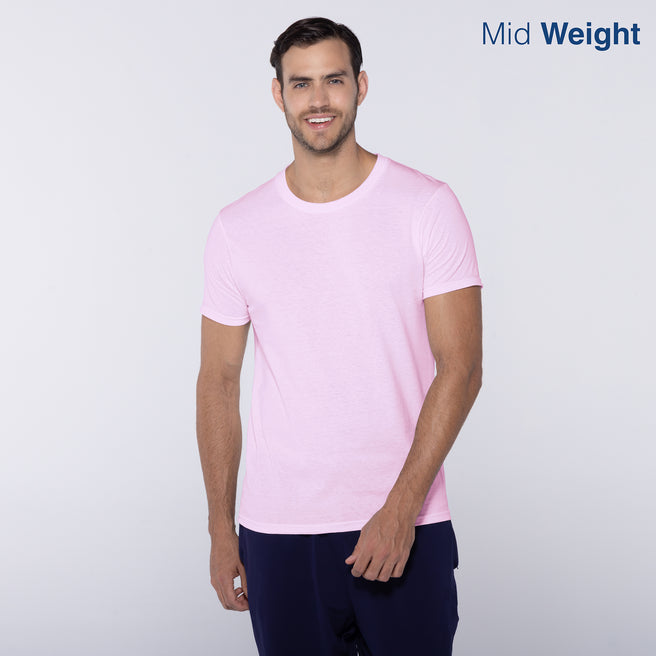 Adult Unisex Crew Neck Short Sleeve T-Shirt (Light Pink)
