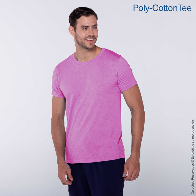Adult Unisex Crew Neck Short Sleeve T-Shirt (Heather Fuchsia)