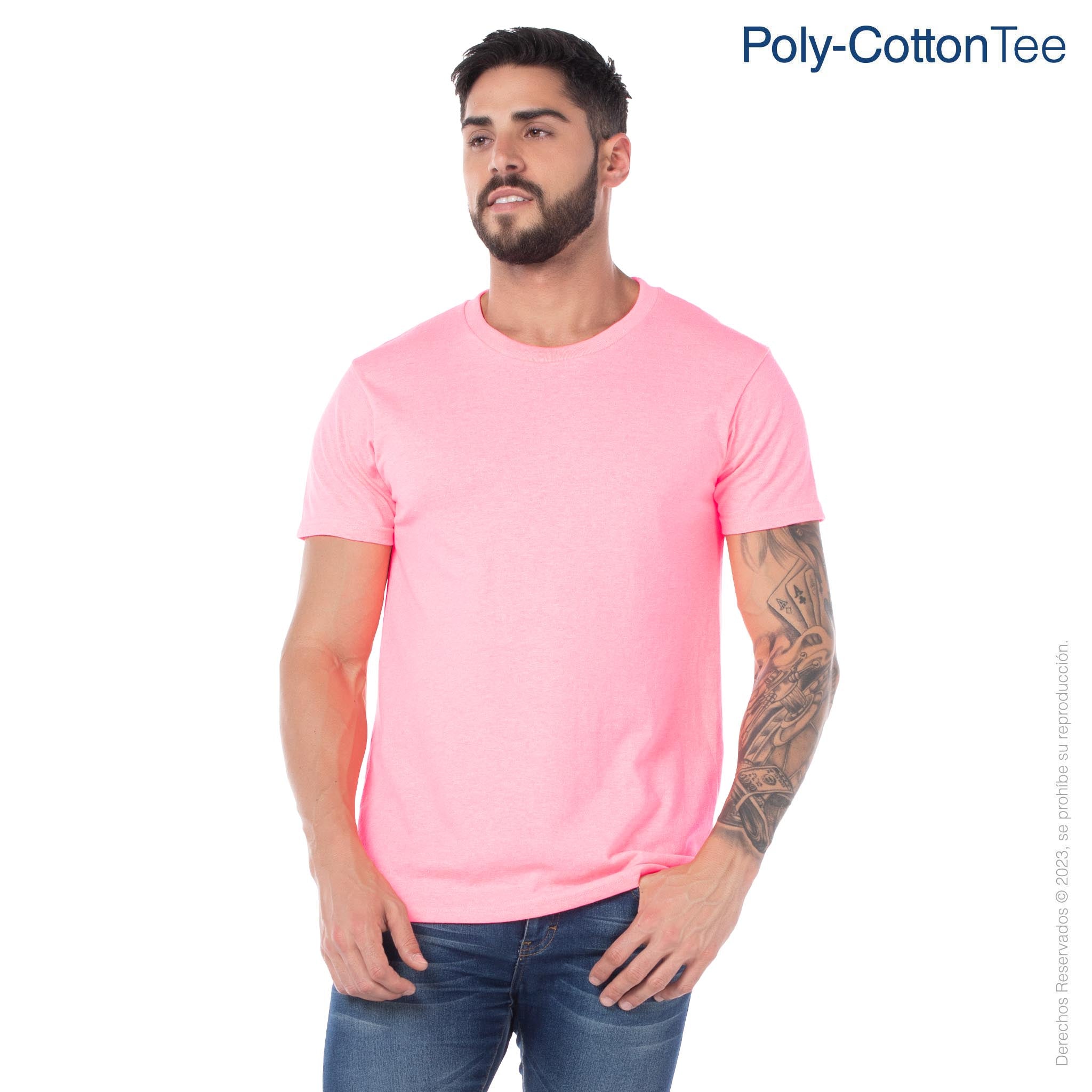 Men’s Crew Neck Short Sleeve T-Shirt (Neon Pink)