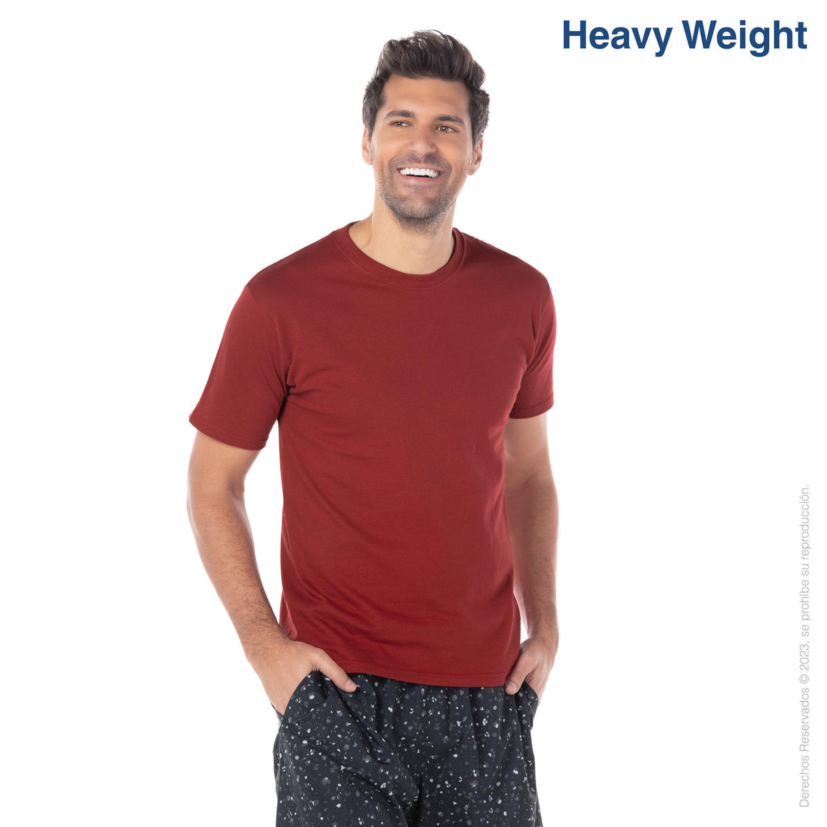 Adult Unisex Heavy Weight Crew Neck Short Sleeve T Shirt (Maroon ...