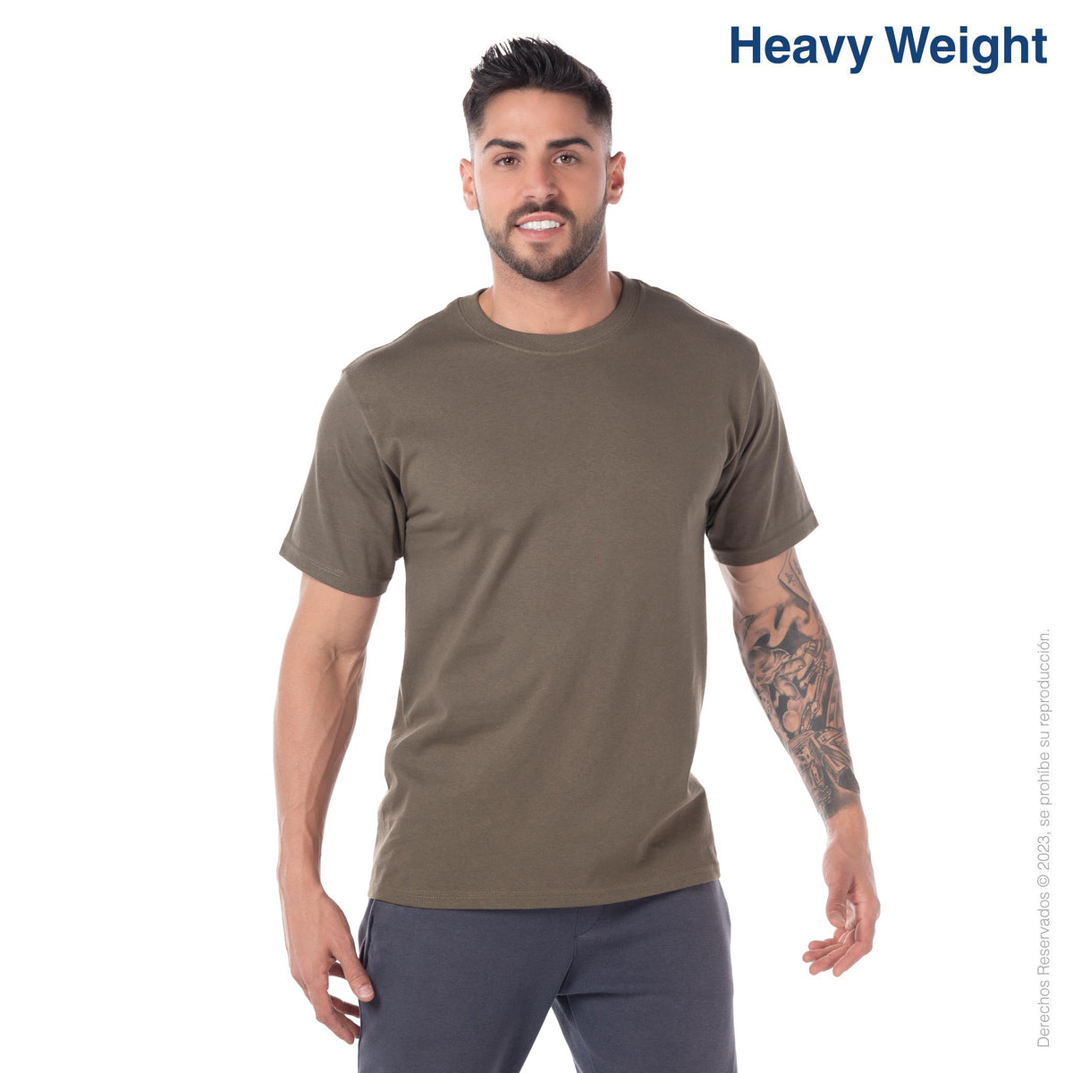 Adult Unisex Heavy Weight Crew Neck Short Sleeve T Shirt (Olive ...