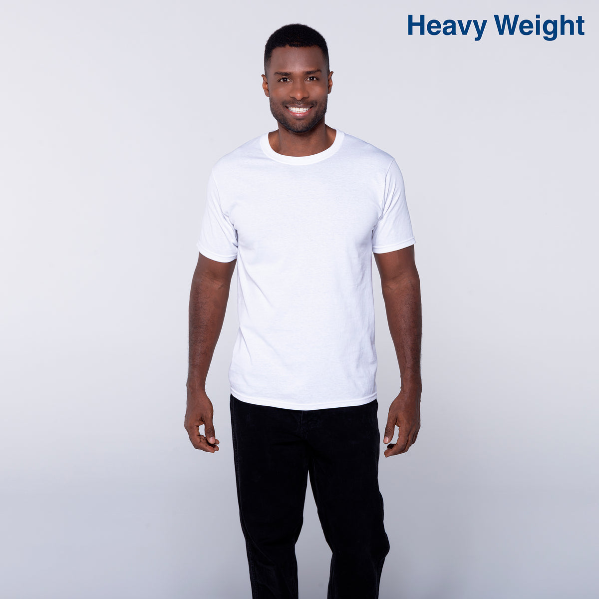 Adult Unisex Heavy Weight Crew Neck Short Sleeve T Shirt (White 