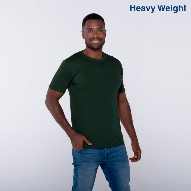Adult Unisex Heavy Weight Crew Neck Short Sleeve T Shirt (Forest green)