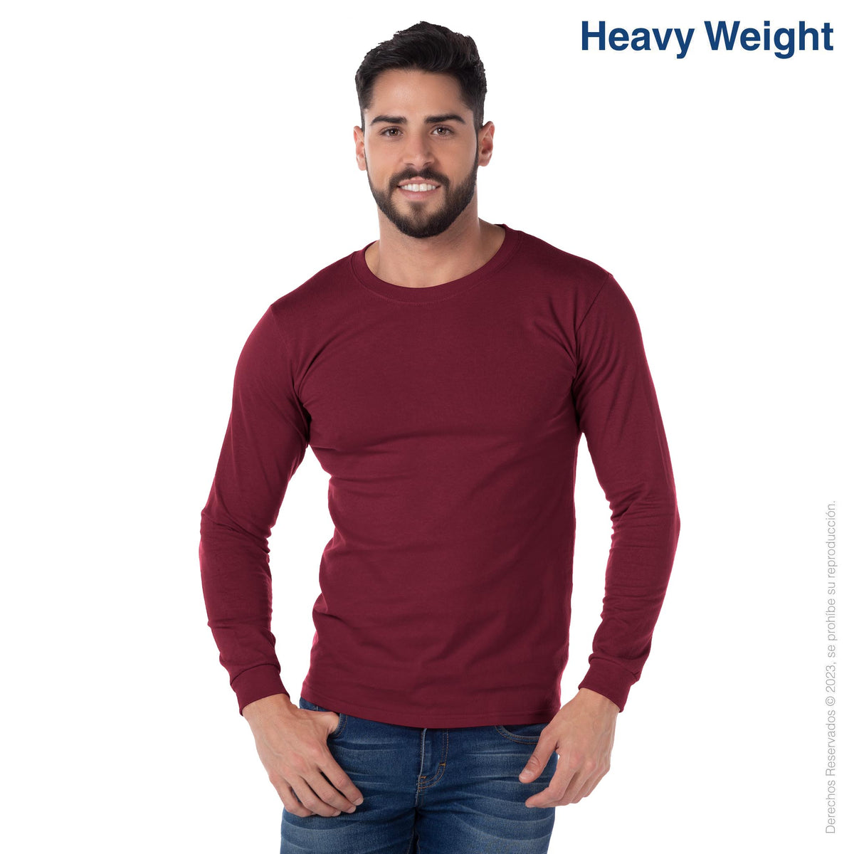 Adult Unisex Heavy Weight Crew Neck Long Sleeve T Shirt (Maroon ...