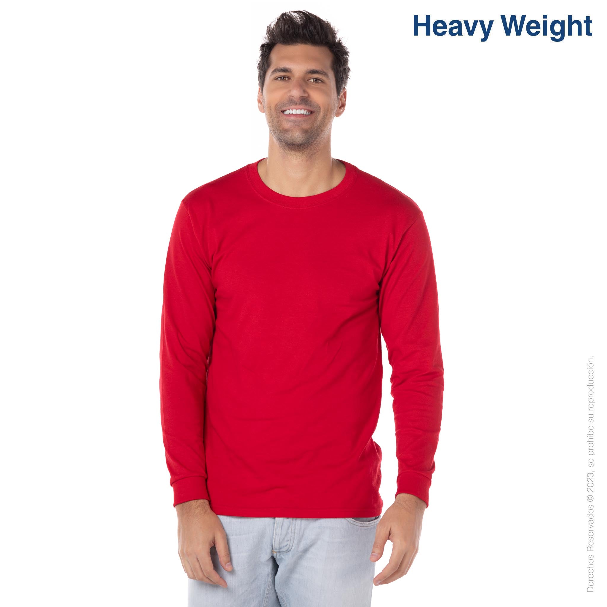 Men’s Heavy Weight Crew Neck Long Sleeve T Shirt (Red) XL / Texas