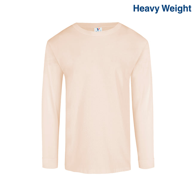 Adult Unisex Heavy Weight Crew Neck Long Sleeve T Shirt (Sand)