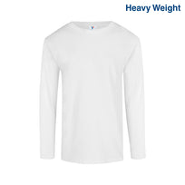 Adult Unisex Heavy Weight Crew Neck Long Sleeve T Shirt (White)