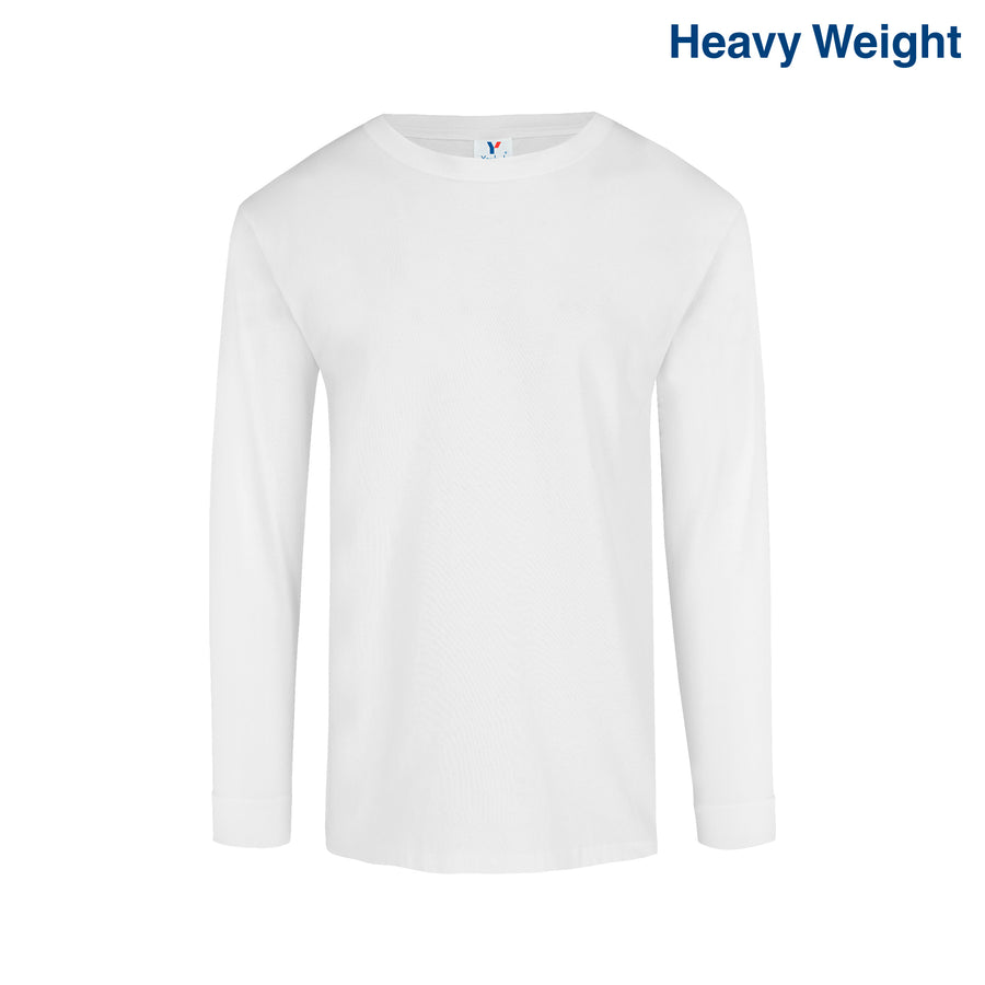 Adult Unisex Heavy Weight Crew Neck Long Sleeve T Shirt (White)