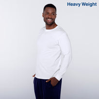 Adult Unisex Heavy Weight Crew Neck Long Sleeve T Shirt (White)